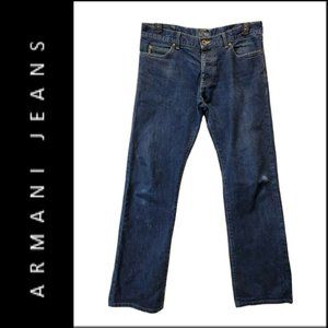 AJ Armani Mens Denim Dark Wash Straight Leg Jeans